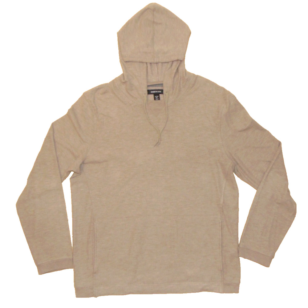 Kenneth Cole Men's Lightweight Fleece Pullover Hoodie Taupe XL Rayon Drawstring